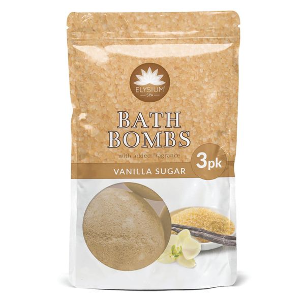 ELYSIUM SPA Vanilla Sugar Triple Bath Bomb Pack, White, 3 Count