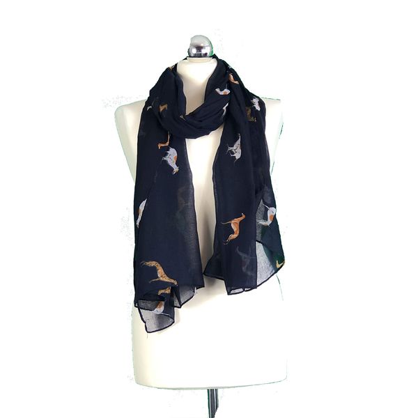Pamper Yourself Now Navy with Different Coloured Greyhound Scarf
