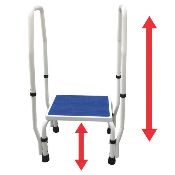 AdjustaStep(tm) 2-in-1 DoubleSafe Step Stool Footstool Dual Handle Ht Adjustable