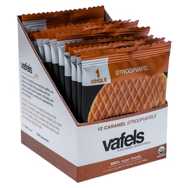 VAFELS Plant-Based Stroopwafel - Organic Stroopwafel for Exercise & Endurance Performance | Vegan | No Artifical Ingredients | Sports Nutrition Waffle & Healthy Snack | (Caramel)