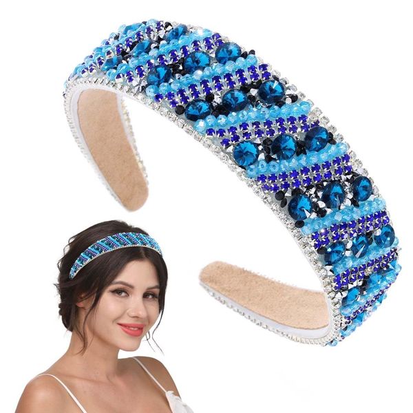 Fstrend Rhinestone Headbands Colorful Glitter Crystal Wide Headband Bejewelled Hairband (A)