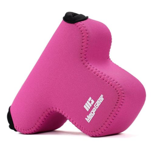 MegaGear ''Ultra Light'' Neoprene Camera Case Bag with Carabiner for Canon EOS M3 Mirrorless Digital Camera with 18-55mm Lens (HotPink)