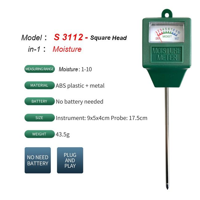 Soil Moisture Meter 4 in 1,Plant Water Monitor,Automatically Detect Moisture/Temperature/Light/Fertility,Can Connect to Mobile Phone Via Bluetooth