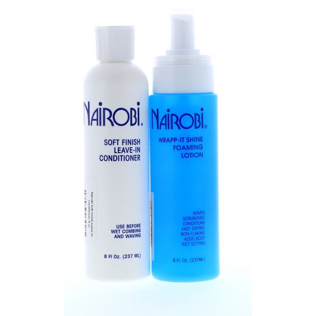 Nairobi SET (w/Triple Benefit Lip Stick) Wrapp-It Shine Lotion 8oz + Soft Finsh Leave-in Conditioner 8oz