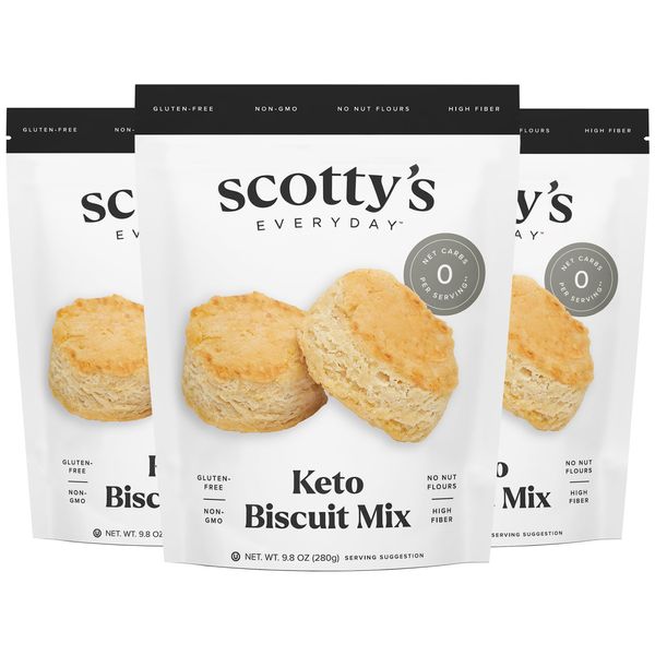 Keto Biscuit Zero Carb Mix - Keto and Gluten Free Biscuit Baking Mix - 0g Net Carbs Per Biscuit - No Erythritol, Easy to Bake - No Nut Flours - No Sugar Alcohols (3 Pack)