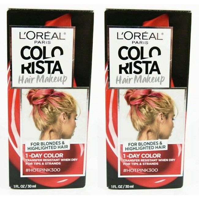 2 Pack- Loreal Paris Colorista Hair Makeup, #HotPink300