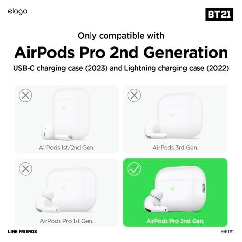 elago l BT21 RJ Foodie Case Cover Compatible with AirPods Pro 2nd Generation - TPU Transparent Shockproof, Protective Case Cover with Strap, Gel Tape Included, Wireless Charging, Reduced Yellowing