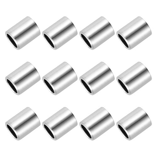 PATIKIL 12 Pcs Stainless Steel Spacers, 3mm ID x 6mm OD x 12mm Height 304 Stainless Steel Bushing Screw Standoff Unthreaded Round Spacer for 1/8" M3 Screws Bolts Nuts