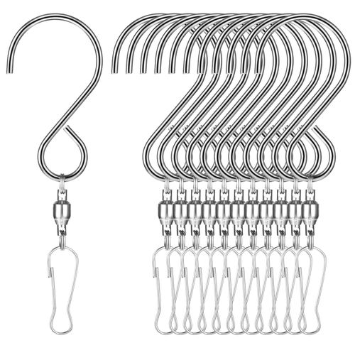 JJUNW 12Pcs Wind Spinner Swivel Hooks 360 Degree Dual Windsock Chime Supplies Hanger Swivels Clip Hanging Hooks for Wind Spinners Supply Chimes Hanging Plants Planters Baskets Birdbaths
