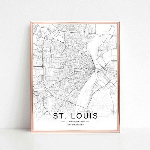 St Louis Map, Office Map Art, Map of Downtown, St Louis Wall Art, Street Map, Road Art, Home Wall Decor, Black and White Print, St. Louis Art Print, 8x10 inch No Frame