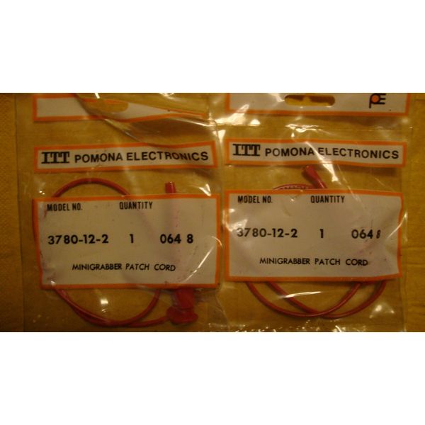 pomona  3780-12-2 mini grabber patch cord 12" (QTY.  2 RED CORDS)