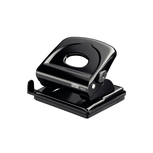 Rapid FMC25+ 2 Hole Punch, Punches up to 30 Sheets, Adjustable Guide Bar, Metal, Black, 21835501