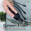 BoxWave Cable Compatible with Poly Edge E450 - AllCharge PD miniSync (100W), Retractable High-Speed Charging Portable USB Cable - Jet Black