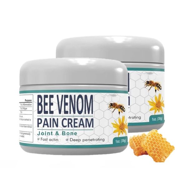 Bee Venom Pain,Bone Healing Cream, Advanced Bee Venom Gel Joint and Bone Therapy,New Zealand Bee Venom Joint and Bone Therapy Cream, Bee Venom Ultra Strength Pain Relief Cream（2PC）