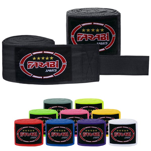 Farabi Sports Kids Boxing Hand wraps 2.5 Meters Long Boxing Wraps with Pair for MMA, Muay Thai, Training, Kickboxing and Combat Sports (Black)