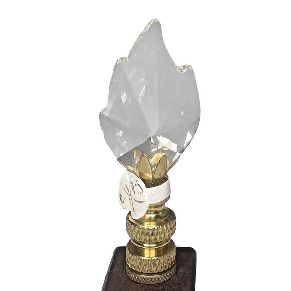 Crystal Finials Large Leaf Shape Clear Crystal Lamp Finial New 2.75"