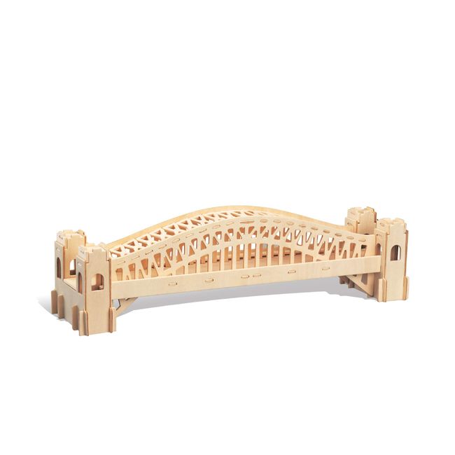 Puzzled 3D Puzzle Sydney Bridge Wood Craft Construction Model Kit, Fun and Educational DIY Wooden Toy Assemble Model Unfinished Crafting Hobby Puzzle to Build and Paint for Decoration 55 Pieces Pack