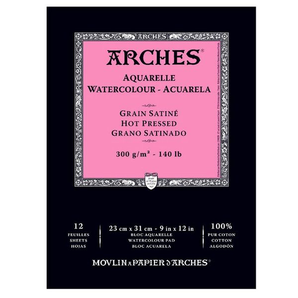 Arches Watercolor Pad, Hot Press 9"X12"