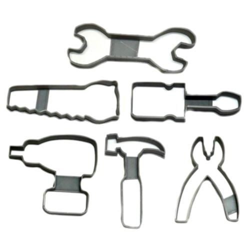 HAND TOOLS HAMMER WRENCH DRILL SCREWDRIVER PLIERS SAW SET OF 6 COOKIE CUTTERS MADE IN USA PR1285