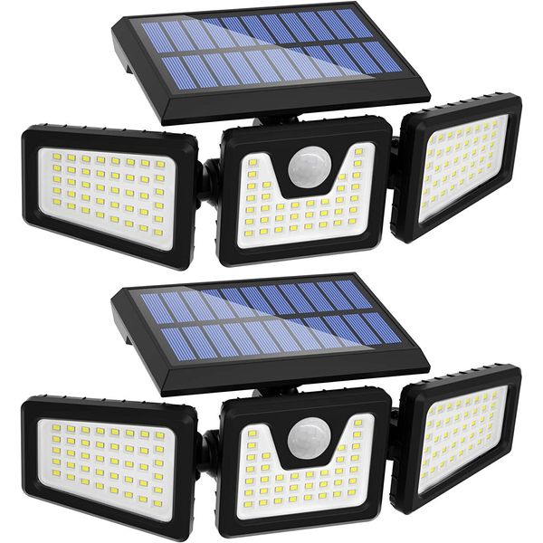 2 Pack LED Motion Sensor Solar Lights Outdoor IP65 Waterproof Security Lamp New
