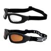 Epoch Eyewear Padded Motorcycle Goggles 2 Pair with Black Frames and Clear