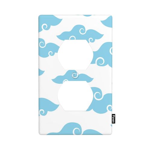 Pznen Cumulus Clouds Outlet Covers Sky Cloud Blue White Cartoon Nursery Wall Plate Duplex 1-Gang Standard Plug Cover Home Decorative Office