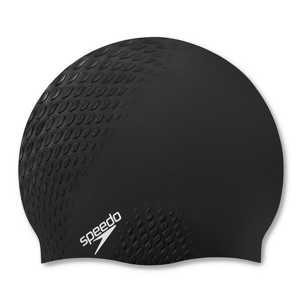 Speedo Unisex Bubble Active+ SwiMing Cap | Textured Design, Black, One Size