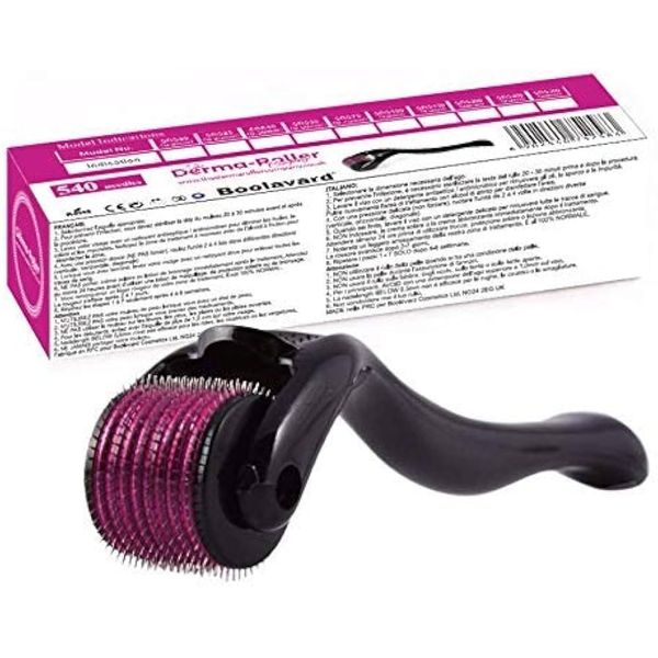 Boolavard Derma Roller Microneedle Roller For Face, Roller for Beard, Microneedling Roller | For Women and Men | Micro Needle Roller For Face Scalp (Black, 0.25mm)