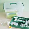 Lesbin Clear First Aid Box Organizer 2 Layers with Compartments, Plastic Handle Storage Box