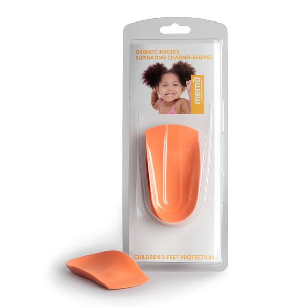 Memo 3/4 Length Orange Arch Support Insoles, 34-36 (3 Big Kid / 4.5 Big Kid)