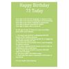 Age 73 Body Facts Birthday Card