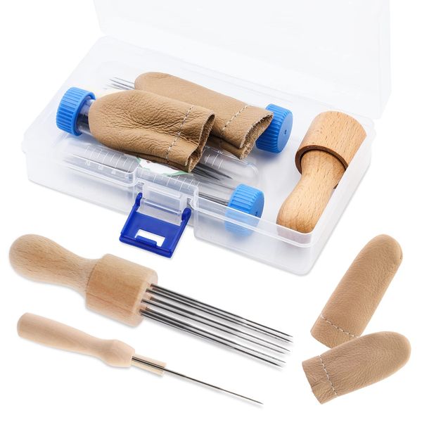 IMZAY Needle Felting Tools, Needle Felting Supplies, Needle Felting Kit with 3 Size 30Pcs Needles Felting Needles,Wooden Handle, Finger Cots, Perfect for DIY Felting Wool Projects