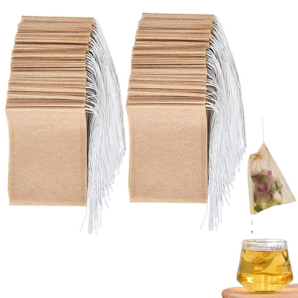 Coollooda Tea Bags, 200 Pieces, Disposable Tea Strainers, Natural Material, Unbleached, Tea Broth, Pack, Empty Bags, Filter Paper, Strong Penetration, Tea Strainer, Cold Brew Coffee Filter, 2.0 x 2.8