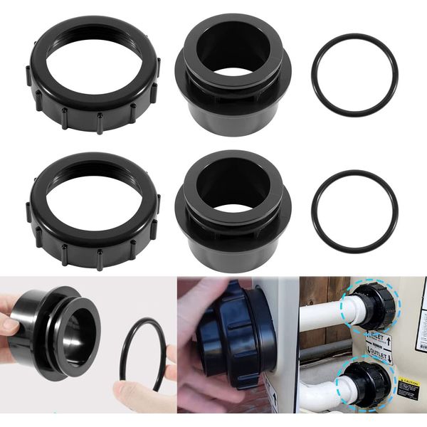 2Pack 270100 Black Pool Valve Adaptor Replacement Kit Fits Pentair D.E. Filter