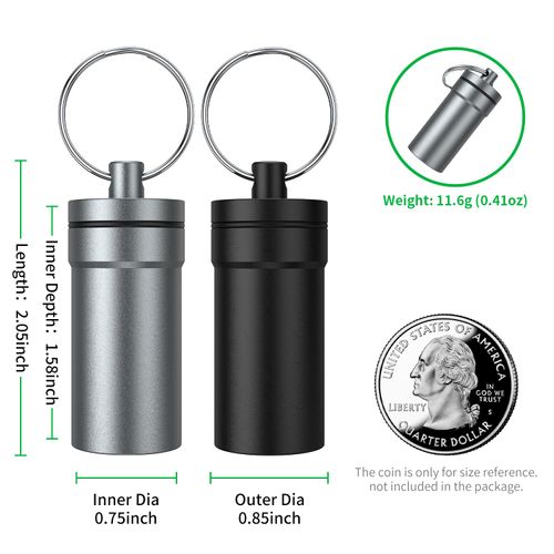 Portable Ear Plug Carrying Case, Urekt Waterproof Metal Earplug Case Keychain Container Holder（2 Pack）