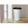 20oz White Coffee Cups and Black Flat Lids Hot Cold Drinks Disposable 25pcs