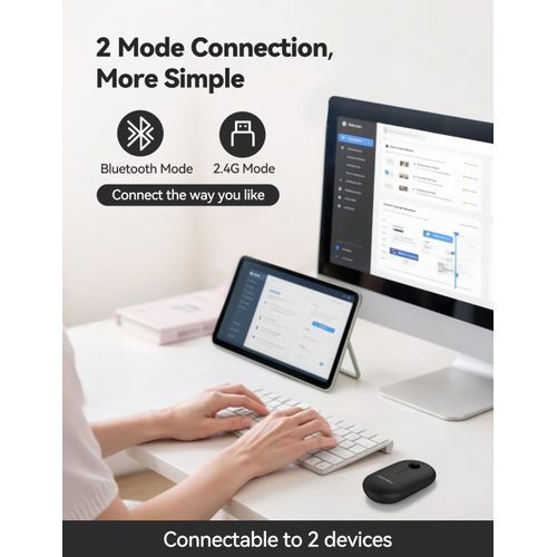 TECKNET Bluetooth Mouse, 2.4G USB-A Compact and Portable Mouse for Laptop 2 Modes(BT3.0/5.0+2.4Ghz), Silent Slim Clicks with USB Receiver, Compatible with PC, Chromebook, Mac - Black