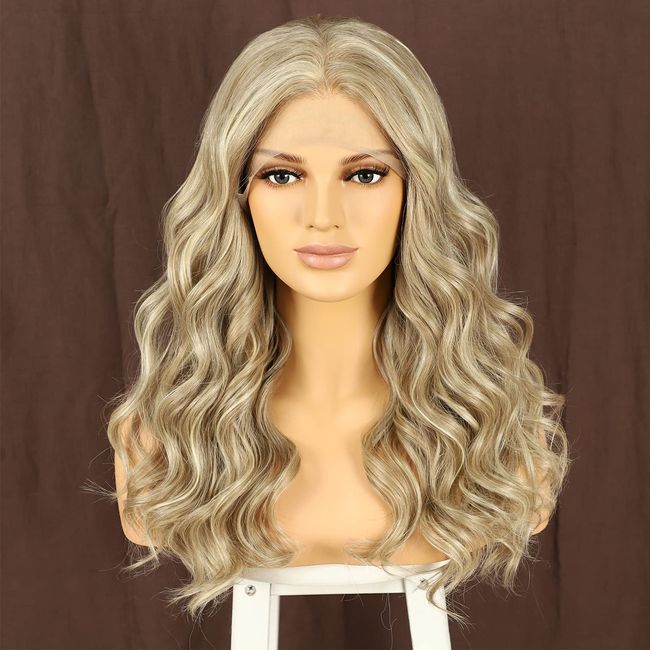 Sapphirewigs Blonde Spitze Front Perücken für Frauen Synthetisch 13x3 Highlight Balayage Blonde Kurze Perücke Tägliche Abnutzung Party Natürlich aussehende hitzebeständige Perücke 16inch