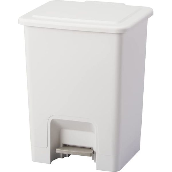 Asbel Evan Pedal Trash Can 14L White, Width 10.7 x Depth 10.0 x Height 14.0 inches (27.2 x 25.5 x 35.5 cm), Made in Japan