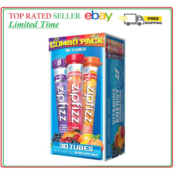 Zipfizz Multi-Vitamin Energy Hydration Drink Mix, Variety Pack, 30 Tubes