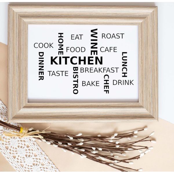 Kitchen Words Wall Stickers for Kitchen - Kitchen Decor - Wall Decals - Decorative Stickers - Kitchen Stickers - Wall Art for Kitchen - Wall Decals (50cm x 24cm, Black)