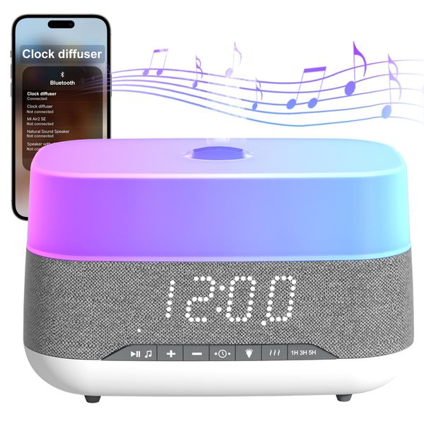 Lovaroma Essential Oil Diffuser, Aroma Diffuser with Bluetooth Speaker, 300ml Cool Mist Humidifier with 7 Color Ambient and Timer(1/3/5H), Auto-Off Feature for Room, Home, Office, Yoga