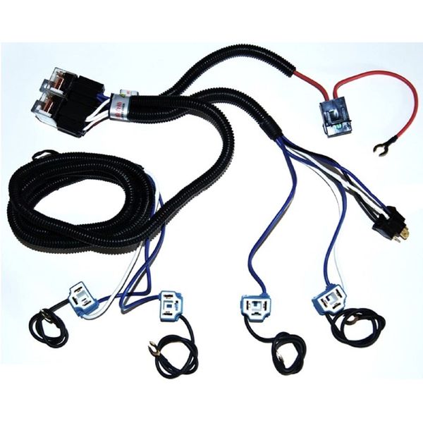 Octane Lighting 4-Headlight Relay Wiring Harness H4 Headlamp Light Bulb Ceramic Socket Plugs Set