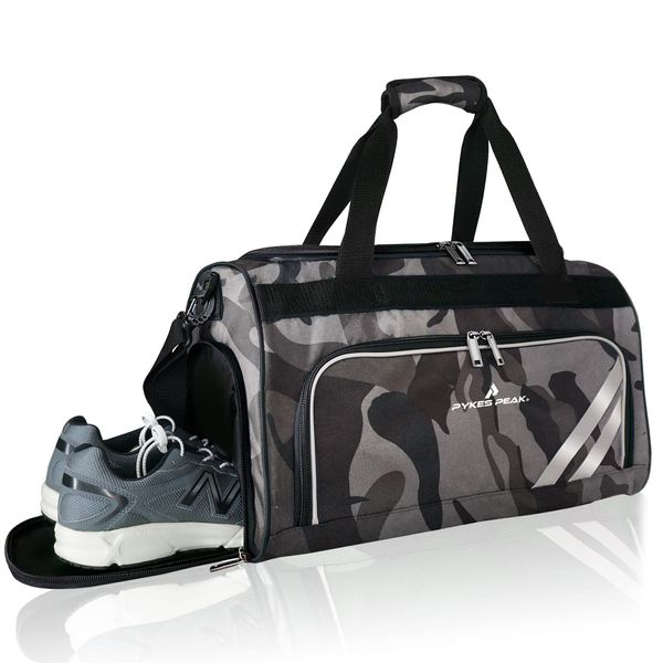 PYKES PEAK PP-BAG Series Boston Bag, 2020, 5 Colors, 10.6 gal (40 L) Storage, Sports Bag, Shoe-in Pocket, Golf Bag, Gym, Travel, Large Capacity, Waterproof, Men's, Women's, camouflage 2