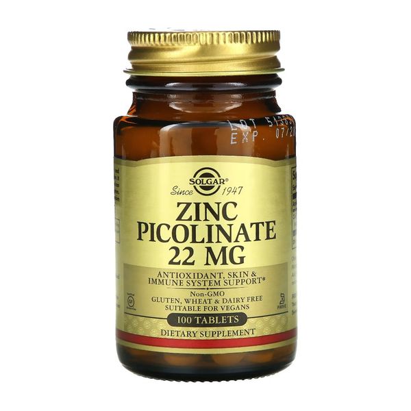 Solgar Zinc Picolinate 22mg 100 Tablets