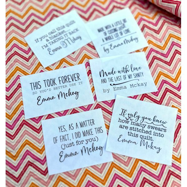 Sarcastic Quilt Label Assortment - Personalized Quilt Label Set