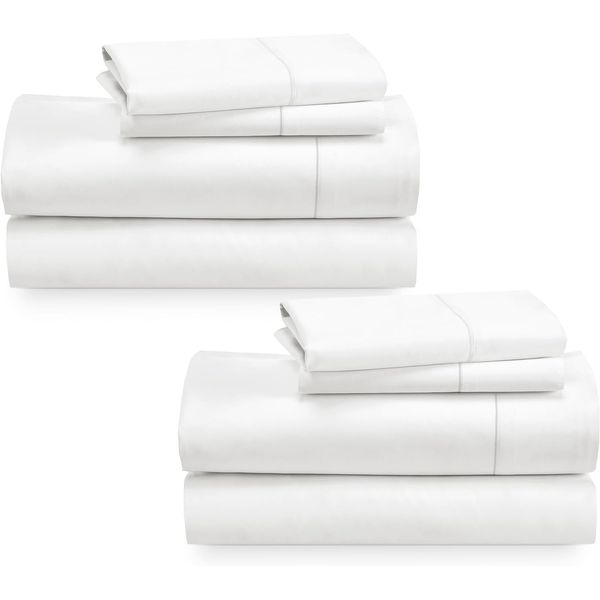 2-Pack 100% Cotton King Size Sheets Set 400 Thread Count Sateen - Extra Soft, Br