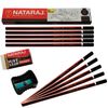 NATARAJ Ultimate Quality - 10 Hexagonal Wooden Pencils Eraser Sharpener - Bold Writing