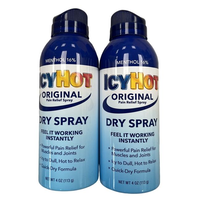 Icy Hot DRY PAIN SPRAY 4oz ( 2 pack ) ^