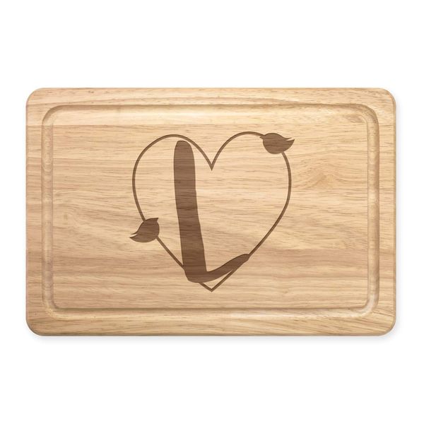 Letter L Heart Alphabet Rectangular Wooden Chopping Board